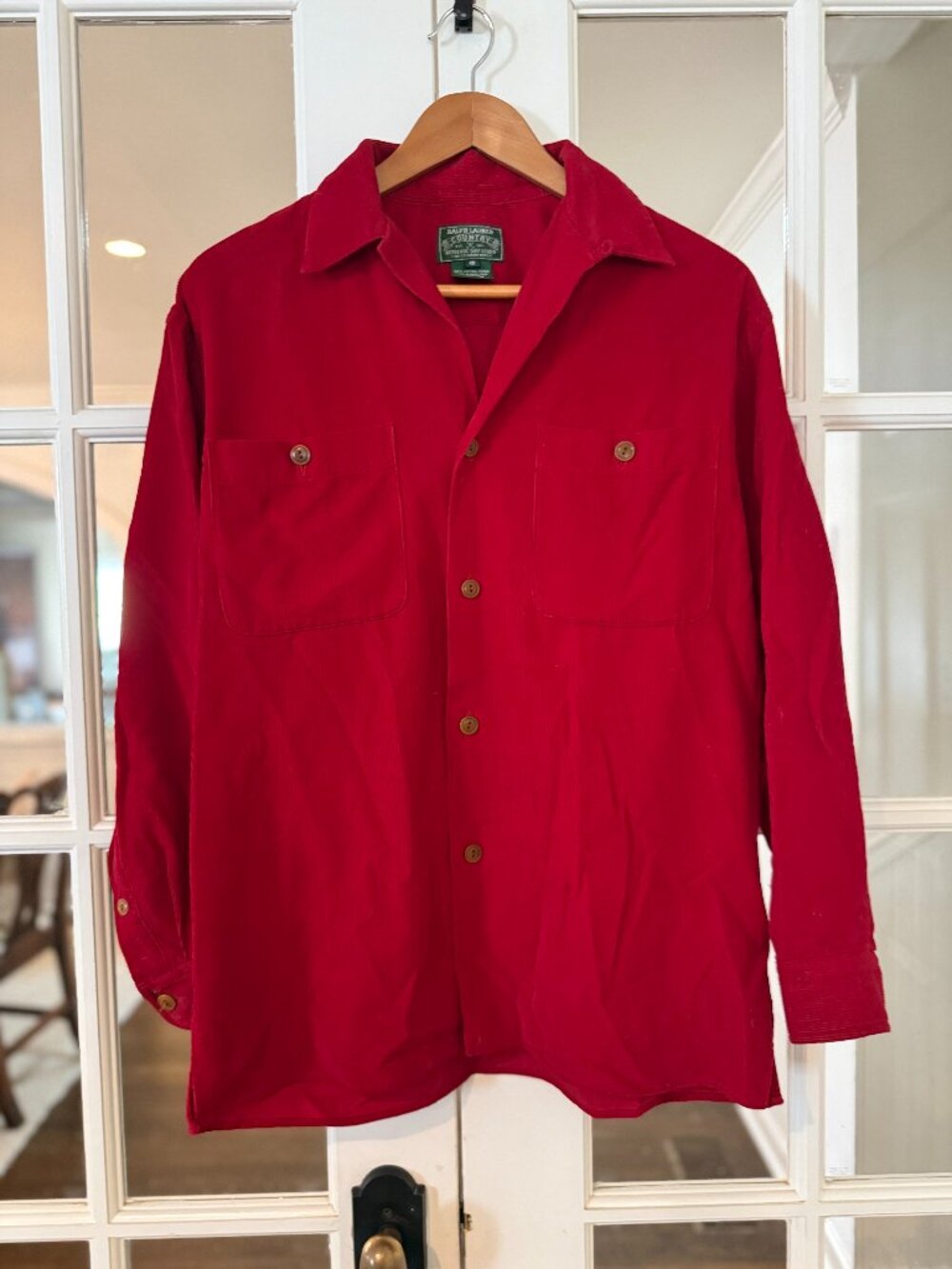 Ralph Lauren Country Authentic Dry Goods, Red corduroy Womans shirt